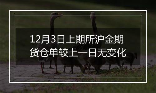 12月3日上期所沪金期货仓单较上一日无变化