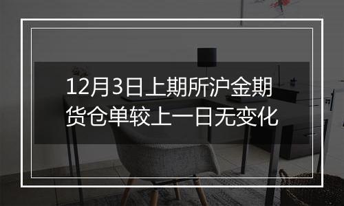 12月3日上期所沪金期货仓单较上一日无变化
