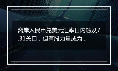 离岸人民币兑美元汇率日内触及7.31关口,但有股力量成为在岸市场的重要支撑