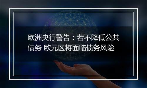 欧洲央行警告:若不降低公共债务 欧元区将面临债务风险