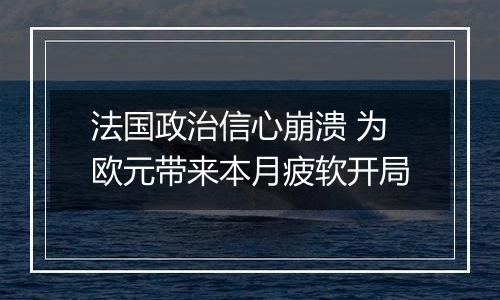 法国政治信心崩溃 为欧元带来本月疲软开局