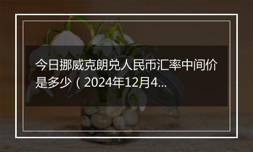 今日挪威克朗兑人民币汇率中间价是多少(2024年12月4日)