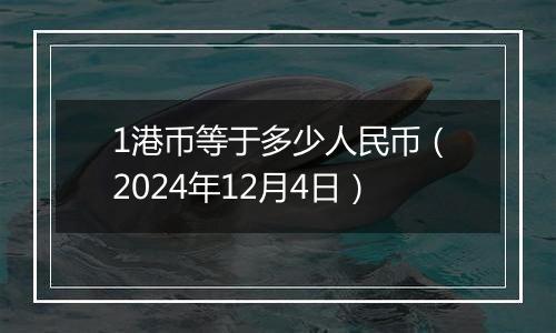 1港币等于多少人民币（2024年12月4日）