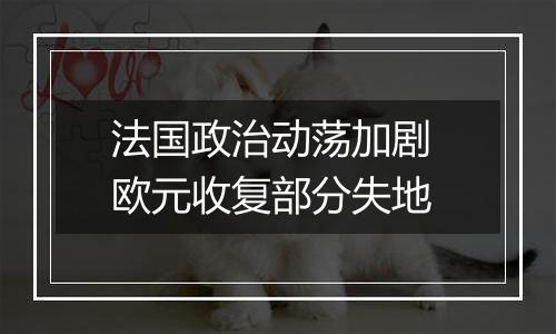 法国政治动荡加剧 欧元收复部分失地