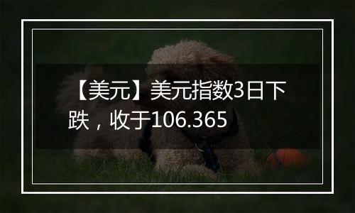 【美元】美元指数3日下跌,收于106.365