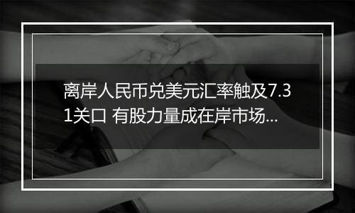 离岸人民币兑美元汇率触及7.31关口 有股力量成在岸市场重要支撑