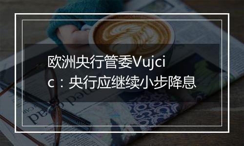 欧洲央行管委Vujcic:央行应继续小步降息