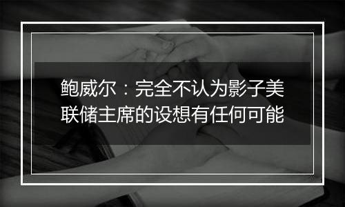 鲍威尔:完全不认为影子美联储主席的设想有任何可能