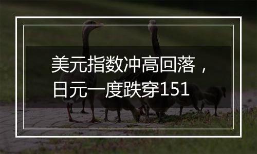 美元指数冲高回落,日元一度跌穿151