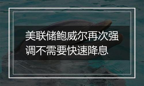 美联储鲍威尔再次强调不需要快速降息