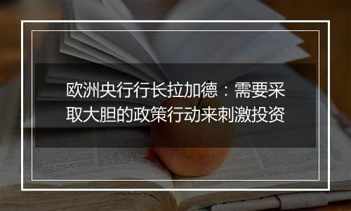 欧洲央行行长拉加德:需要采取大胆的政策行动来刺激投资