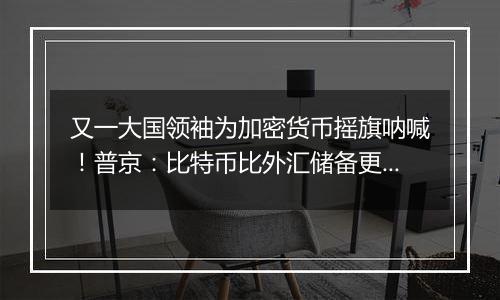又一大国领袖为加密货币摇旗呐喊!普京:比特币比外汇储备更好