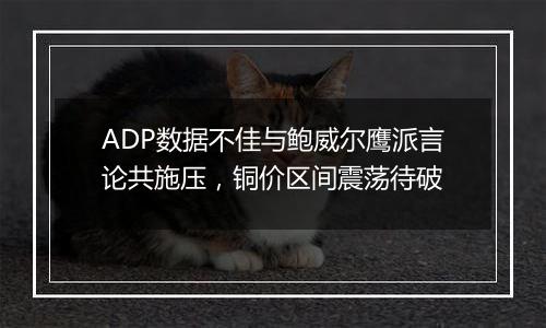 ADP数据不佳与鲍威尔鹰派言论共施压,铜价区间震荡待破