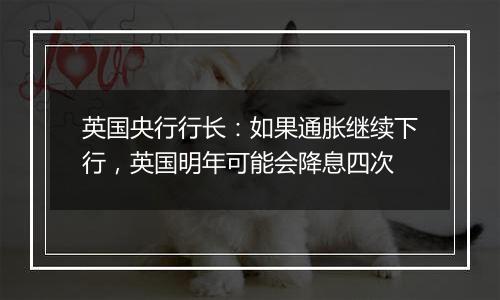 英国央行行长:如果通胀继续下行,英国明年可能会降息四次