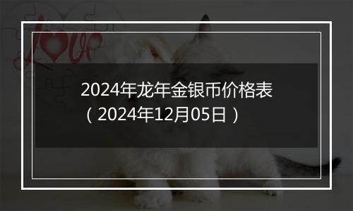 2024年龙年金银币价格表(2024年12月05日)