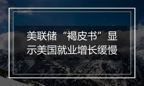 美联储“褐皮书”显示美国就业增长缓慢