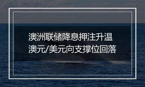 澳洲联储降息押注升温 澳元/美元向支撑位回落