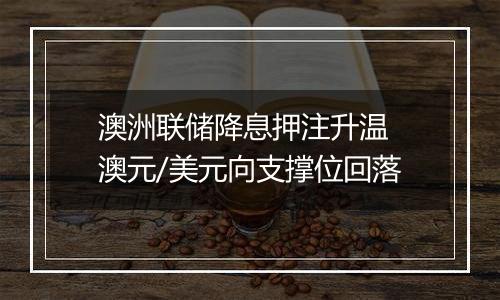 澳洲联储降息押注升温 澳元/美元向支撑位回落