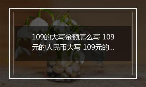 109的大写金额怎么写 109元的人民币大写 109元的数字大写