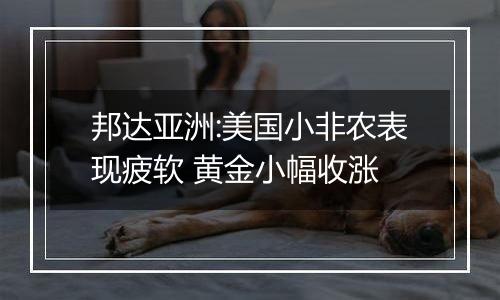 邦达亚洲:美国小非农表现疲软 黄金小幅收涨