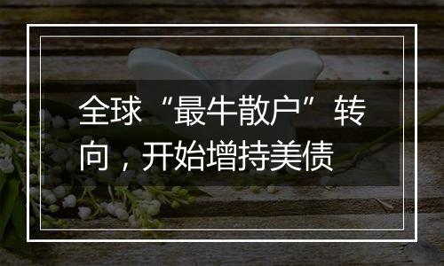 全球“最牛散户”转向,开始增持美债