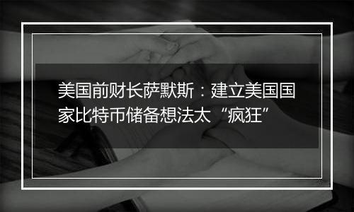 美国前财长萨默斯:建立美国国家比特币储备想法太“疯狂”