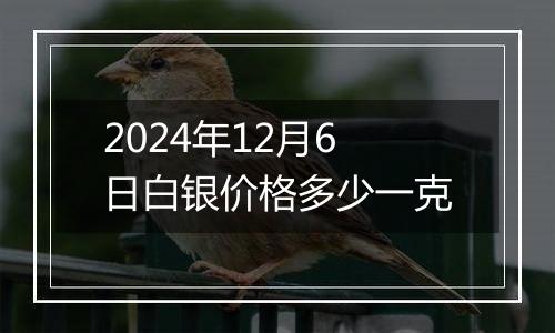 2024年12月6日白银价格多少一克