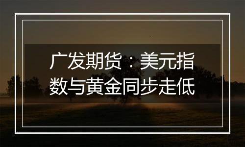 广发期货:美元指数与黄金同步走低