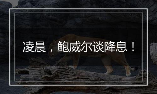 凌晨,鲍威尔谈降息!