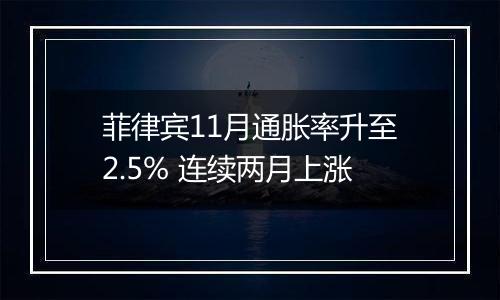 菲律宾11月通胀率升至2.5% 连续两月上涨