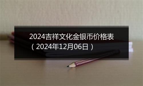 2024吉祥文化金银币价格表(2024年12月06日)