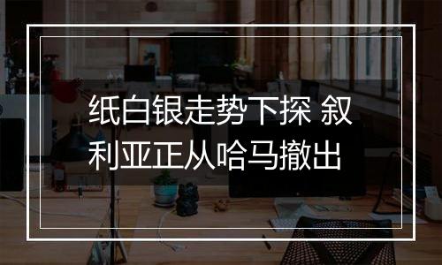 纸白银走势下探 叙利亚正从哈马撤出