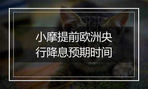 小摩提前欧洲央行降息预期时间