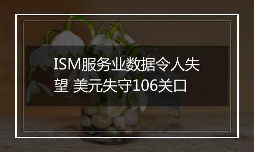 ISM服务业数据令人失望 美元失守106关口