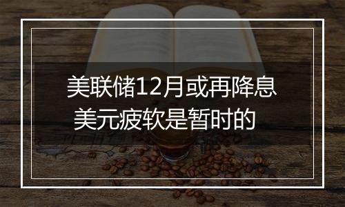 美联储12月或再降息 美元疲软是暂时的