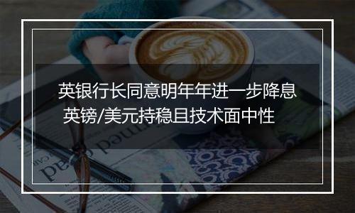 英银行长同意明年年进一步降息 英镑/美元持稳且技术面中性