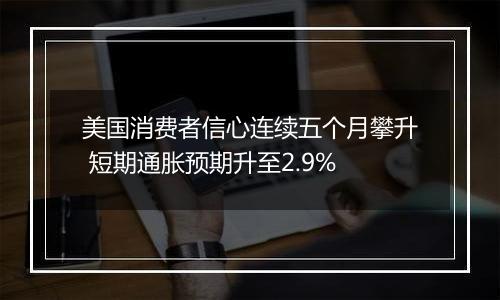 美国消费者信心连续五个月攀升 短期通胀预期升至2.9%