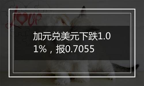 加元兑美元下跌1.01%，报0.7055