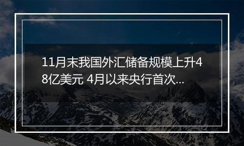 11月末我国外汇储备规模上升48亿美元 4月以来央行首次增持黄金