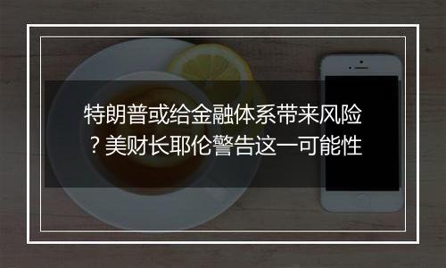 特朗普或给金融体系带来风险?美财长耶伦警告这一可能性