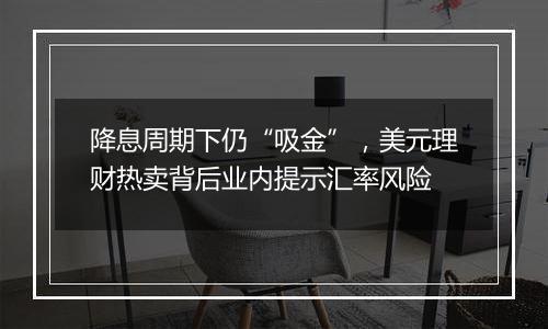 降息周期下仍“吸金”,美元理财热卖背后业内提示汇率风险