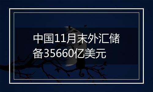 中国11月末外汇储备35660亿美元