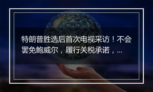 特朗普胜选后首次电视采访!不会罢免鲍威尔,履行关税承诺,考虑取消出生公民权