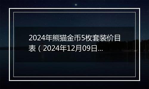 2024年熊猫金币5枚套装价目表（2024年12月09日）