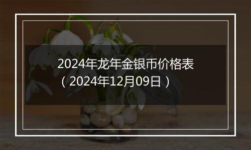 2024年龙年金银币价格表(2024年12月09日)