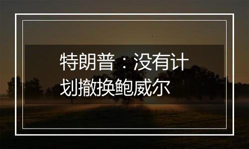 特朗普:没有计划撤换鲍威尔