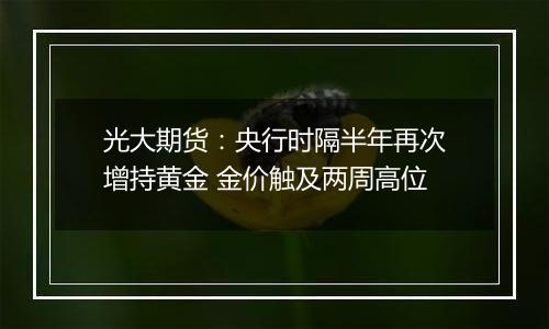光大期货:央行时隔半年再次增持黄金 金价触及两周高位