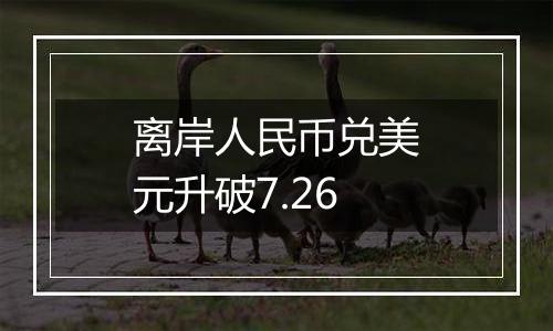 离岸人民币兑美元升破7.26
