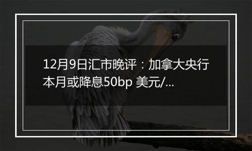 12月9日汇市晚评:加拿大央行本月或降息50bp 美元/加元上涨至1.4170附近