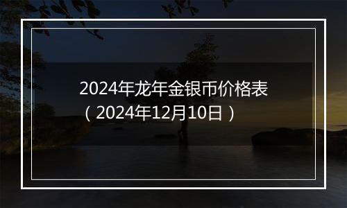 2024年龙年金银币价格表(2024年12月10日)